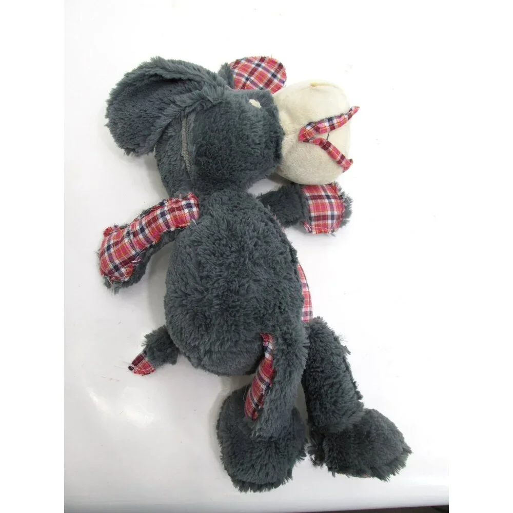 RARE Multicolor Plaid Dog Toy Plush With Squeaker By Multipet Donkey 12
